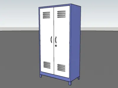 METAL CABINET-DOUBLE LONG-BLUE AND WHITE Low-poly 3D model
