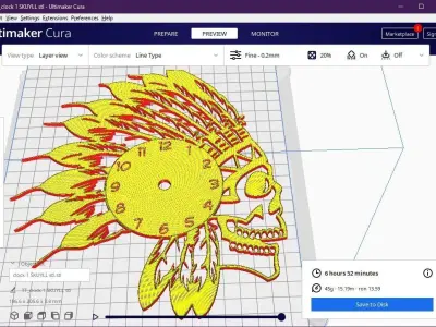 apache skull wall  clock 3D print model