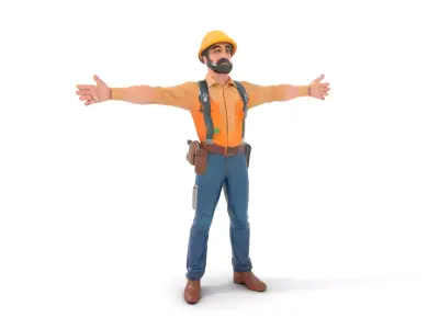 Construction Worker model pack Low-poly 3D model