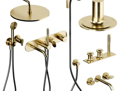 A set of faucets and shower heads and bathtubs 001 3D model