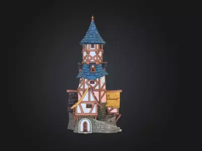 Medieval Tower House Low-poly 3D model