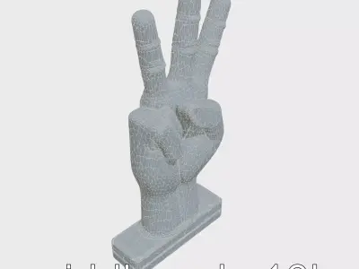 Victory Sign Hand Sculpture Realistic Detail Polished Finish Low-poly 3D model
