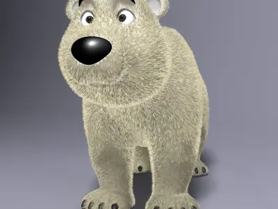 Cartoon Polar Bear Rigged Low-poly 3D model