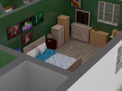  Interior scene Low-poly 3D model