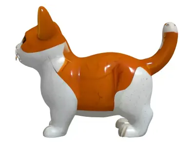 Cute Stylized Cat Figurine Low-poly 3D model