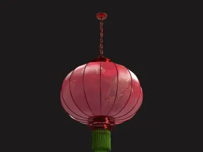 Chinese red lantern  Low-poly 3D model 4