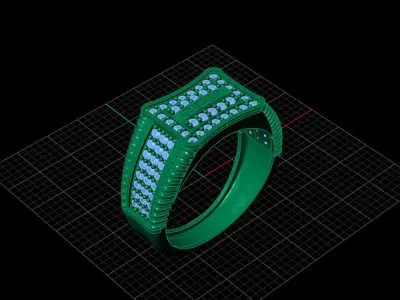 Print Ready STL 3DM  Gents Rings Diamond Men Ring  3D print model 196