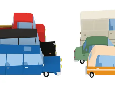 Cartoon Cars pack 2 Low-poly 3D model