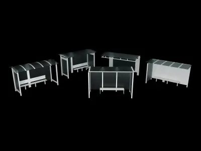 bus stop Low-poly 3D model 2