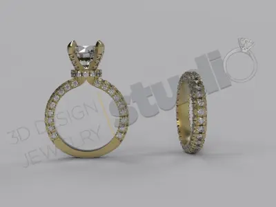 Luxury detail brilliant rings with gems 3d model 3D print model