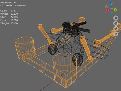 Heavy Rear Truck Axle  Low-poly 3D model
