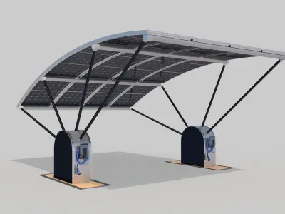 Outdoor Parking With Solar System 3D model
