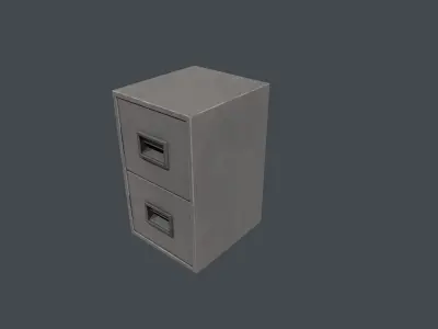 Grey Two Drawer Filing Cabinet Low-poly 3D model