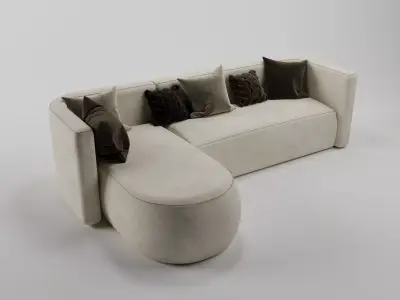 Sectional Sofa - Modern L-Shaped Comfortable Couch 3D model