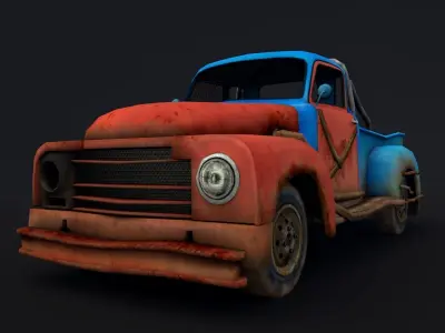 Old rusty truck Low-poly 3D model