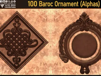 100 Baroc Ornament Alphas Volume 02 Low-poly 3D model