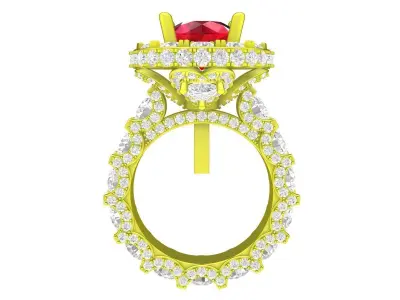 A7339 Halo Diamond Engagement Ring 3D Model 3D print model