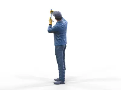 N1 Mechanic Crew working under a car or construction worker 3D print model