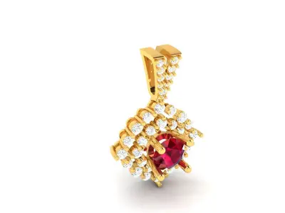 Solitaire Women Pendant 3DM STL OBJ FBX Render Details 3D print model