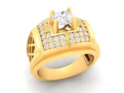 Luxury Grid Diamond Ring for Men 582 3D print model