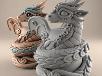 Magic Dragon Planter Candle Holder Fun Home Decor 3D print model