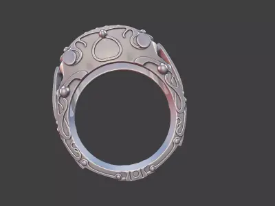ornate masculine industrial style silver ring 3D print model