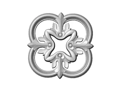 Gothic clover frame floral motif rosette relief ornament 3D print model