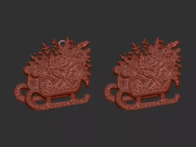 christmas sleigh decor  3D print model