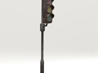 Game-ready rusty postapo retro traffic lights - Unity - UE4 Low-poly 3D model