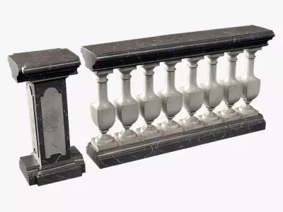 Marble Railing Low-poly 3D model