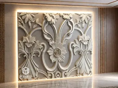 decor set wall panel wall relief mural CNC 36 3D model