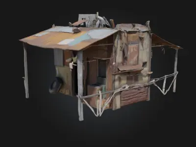 Rustic Shelter  Cozy Simplicity of Rural Living 3D model