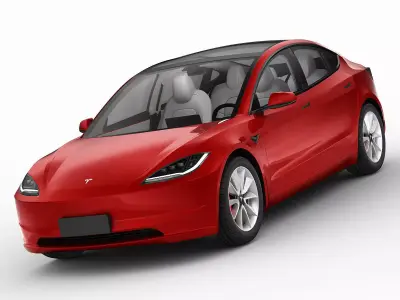 Tesla Model 3 2024 With Interior 3D model 3D model