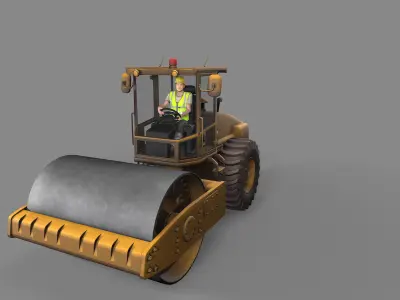 Road Roller Low-poly 3D model