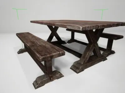29- Square table picnic medieval quality UE4 Low-poly 3D model