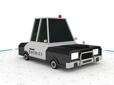 Sheriff - Low poly cartoon car 3D model