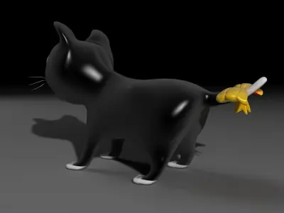 Toon Kitty Moony Low-poly 3D model