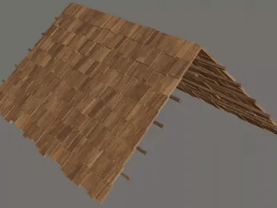 Roof - Old Wooden Lowpoly Gameready Low-poly 3D model