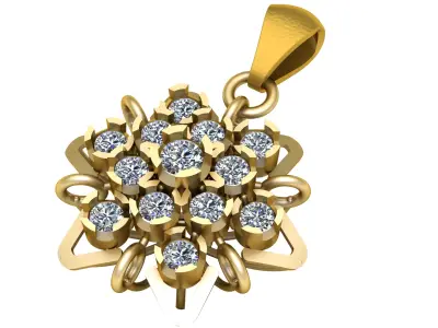FLOWER STYLISH DIAMOND PENDANT 3D PRINTABLE MODEL 3D print model