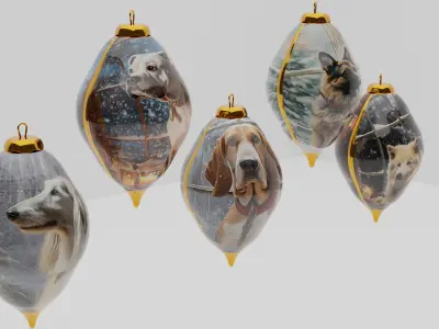 Christmas Pet-dogs-set1 3D model 3D model