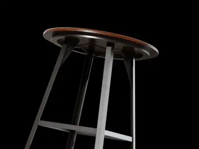 Hudson Pub Table walnut Low-poly 3D model