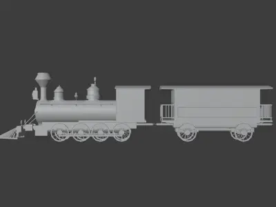 Locomotive steam Low-poly 3D model