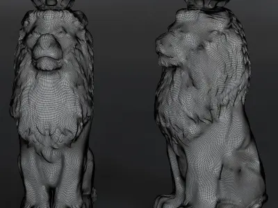 lion statue decor and for 3d printing Low-poly 3D model