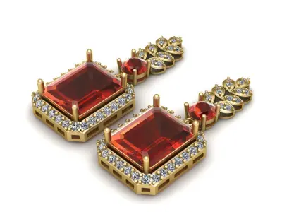 Luxury Wedding Diamond Earring 3d Printable Model 3D print model