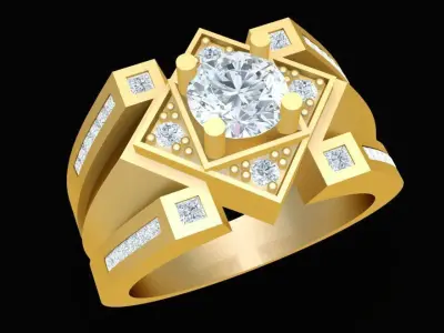 Luxury Geometric Diamond Men Ring 3D Model   2008 3D print model