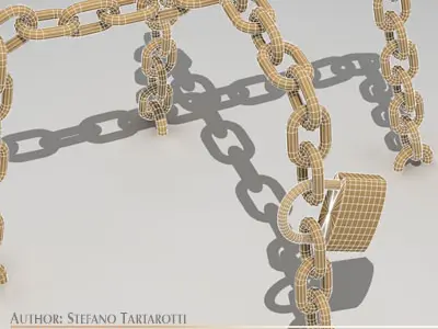 Chains and padlock 3D model