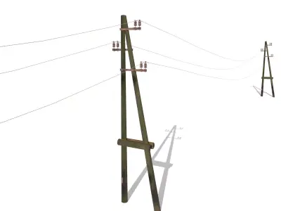 Electricity Pole 23 Weathered Low-poly 3D model
