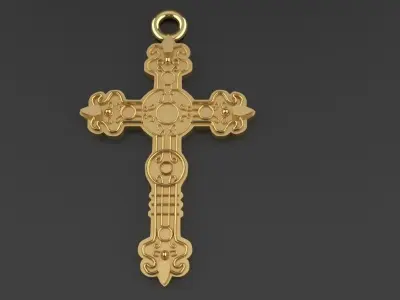 Ornamental Cross Pendant Gold Silver Platinum Luxury Jewelry 3D print model