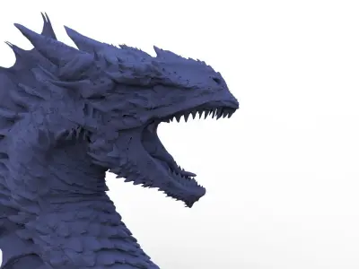 Dragon head roar posed head 3D model