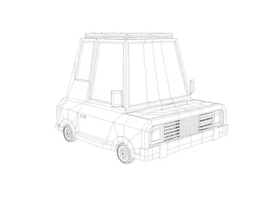 Orange J - Low poly cartoon car 3D model